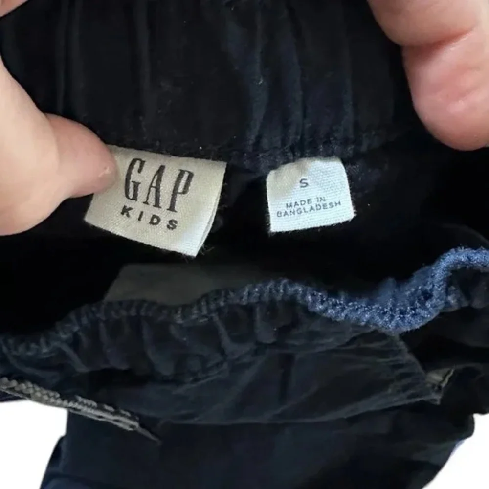 GAP Kids Boys SMALL Easy Pull On Drawstring Everyday Joggers Navy & Khaki